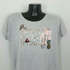 Montego top gray embroider short sleeve size XXL